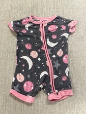 Little Sleepies Pink To the Moon and Back Bamboo Shorty 0-3 Months