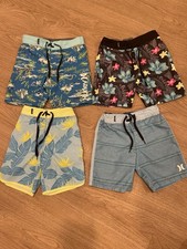 FOUR PAIR Hurley Boy  s Swim Trunks Sz 5 6 Adjustable Waist Board Shorts EUC