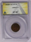 1908-S Indian Head Cent 1C ANACS VF 30