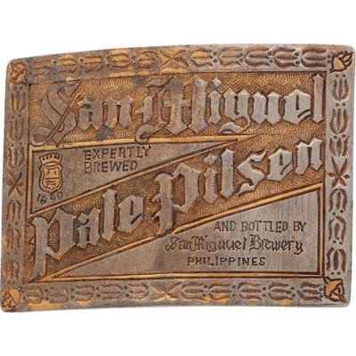 G Silver San Miguel Pale Pilsen Beer Philippines Filipino Vintage Belt Buckle