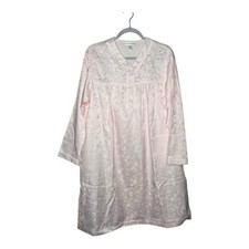 Miss Elaine Nightgown Womens Large Pink Floral Satin Embroidered Jacquard PJs