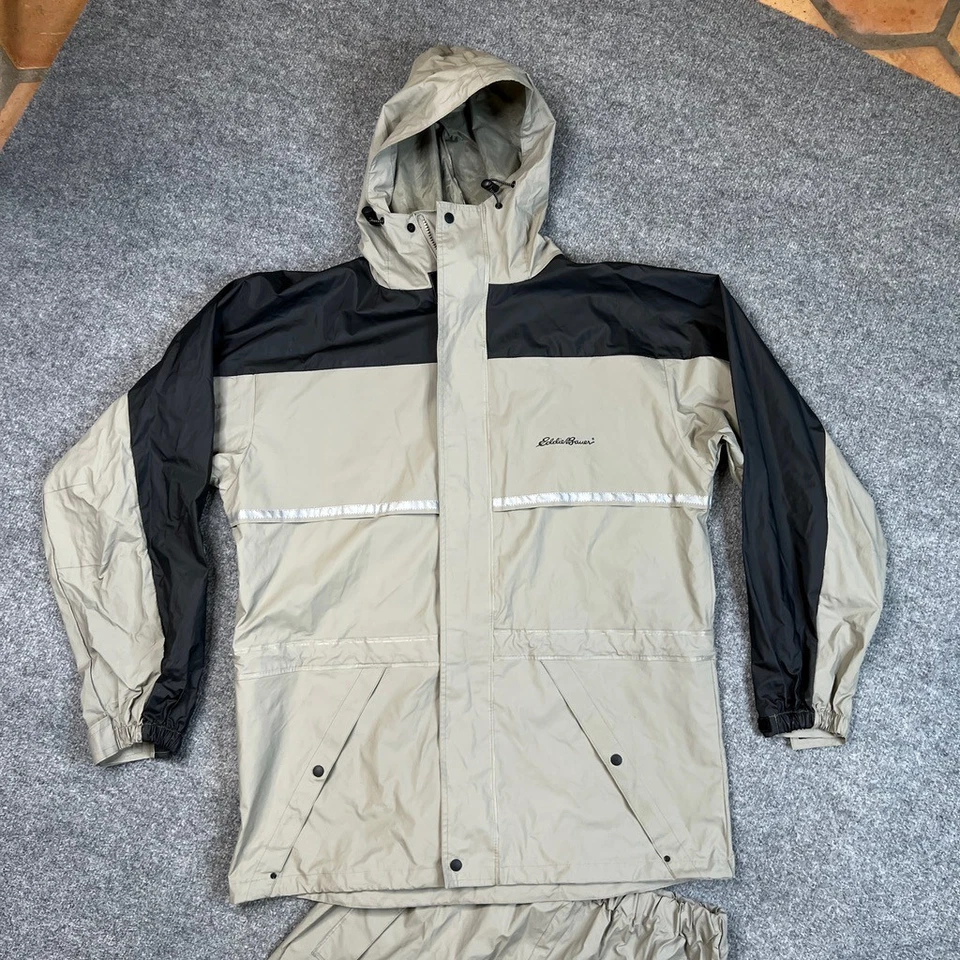 Traje de lluvia vintage Eddie Bauer para hombre grande mezcla de PVC impermeable chaqueta con capucha pantalón Foto 3 de 4