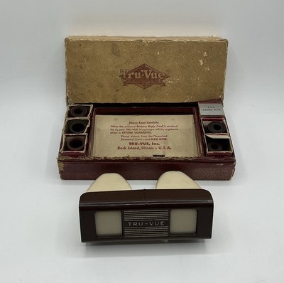 Vtg Tru-Vue Stereoscope Viewer Original Box w/6 rolls of film READ DESCRIPTION