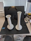 Vintage Milk Glass Set Of Two Vases, Eo Brody And Possible Hoosier