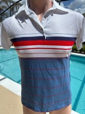 Vintage King Louie Striped Bowling Golf Polo Shirt Womens size 34