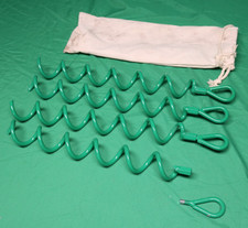 4 Heavy Duty Green Spiral Ground Screw Anchors - 16" Threaded Head Tent Stakes