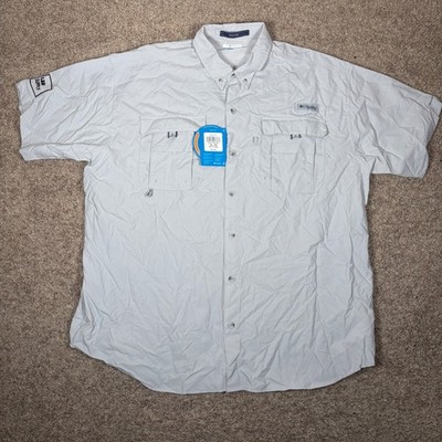 Columbia Bahama II Mens Fishing Shirt XL Tall Gray PFG Short Sleeve Button Up
