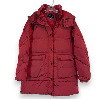 Lucky Brand Red Puffer Jacket Medium Hooded Parka Outerwear Warm Winter