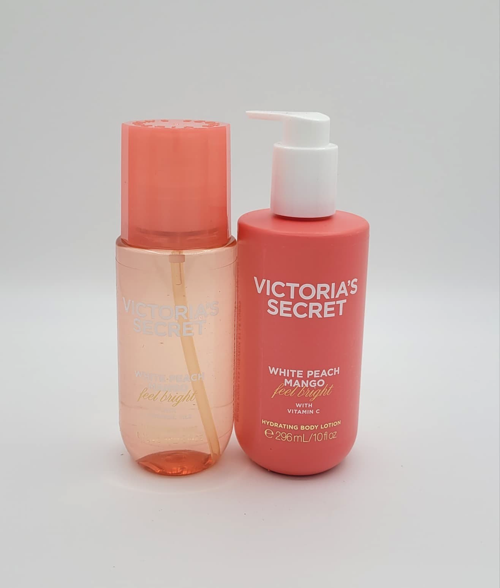 Victoria's Secret White Peach Mango Hair Body Mist & Lotion Set of