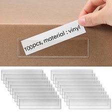 100 Pack Label Holders Self Adhesive Clear 1.2 x 4.3 inches, Transparent