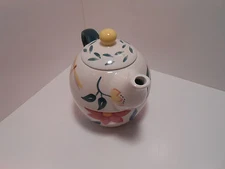 Barnes & Noble Flower Teapot w/Mug with Lid 5"X4.5"  - EC