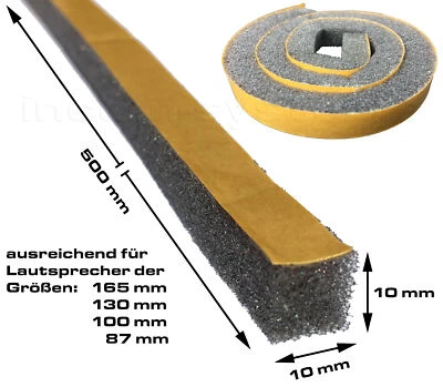 Lautsprecher Dichtstreifen 2x 50 cm Dichtband Schaumstoffstreifen selbstklebend