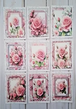 9 Roses~Handmade~Journal Cards~Scrapbooks~Junk Journals~Crafts~Parties~Planners