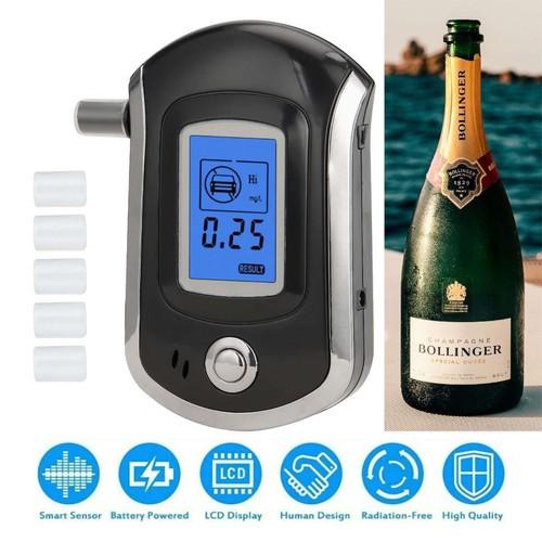 Portátil LCD Digital Respiración Alcohol Probador Alcoholímetro Analizador Detector de Policía - Imagen 1 de 14