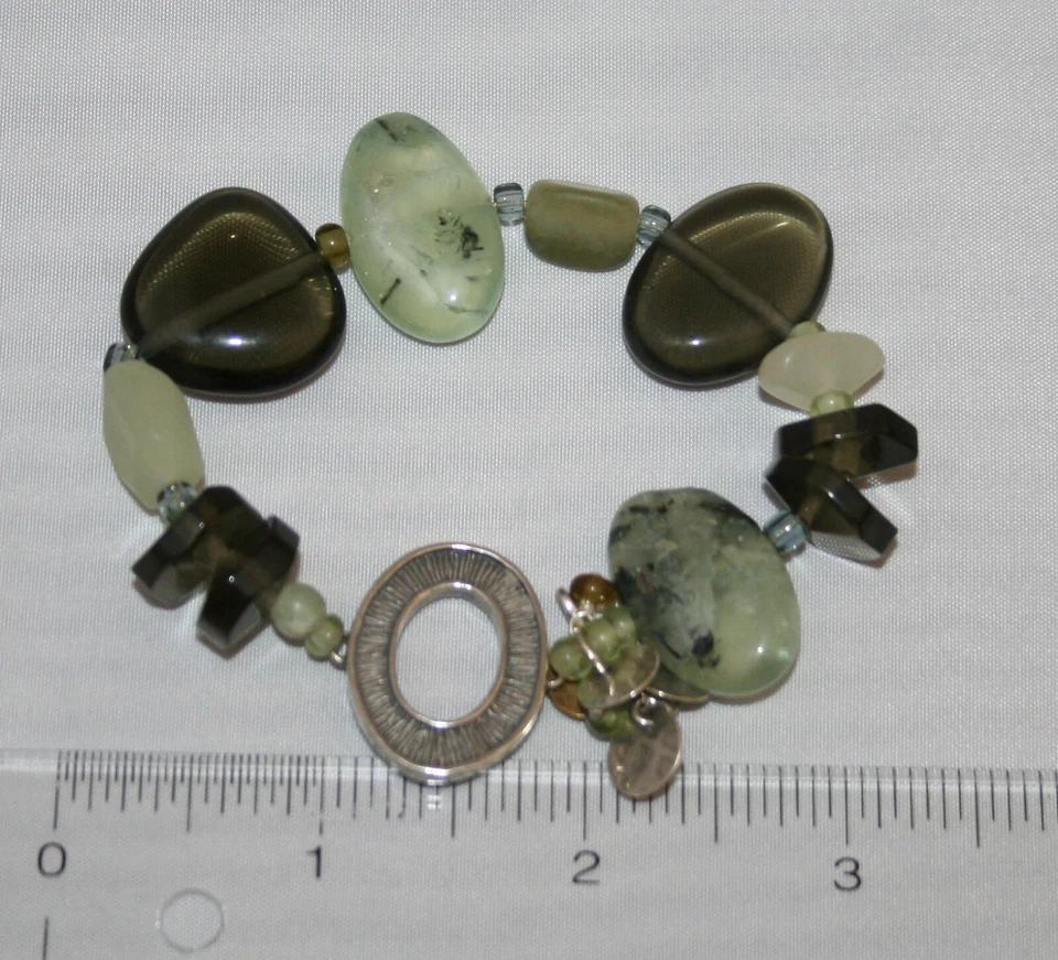 Pulsera elástica gruesa Silpada plata verde cuarzo, prehnita y serpentina B1798 Foto 4 de 4