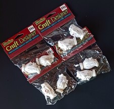 Vintage 4 NOS 1980's  1990's Darice Halloween Vinyl 1 3/4" Ghost Heads 2- Packs