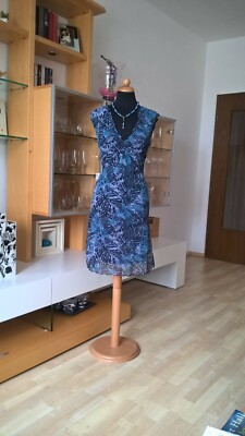 MEXX Kleid Gr L Blautöne türkis Lagenlook Chiffon Volant Wellensaum****