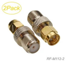 2-Pack F-Type Female to SMA Male 50-ohm Coax Antenna Adapter, RF-M112-2