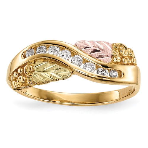 Avariah 10k Tri-Color Black Hills Gold Diamond Ring - Ring Size 7.0