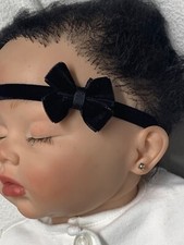 Black Velvet 1  Hair Bow headband,, Black velvet hairbow headband, black velvet