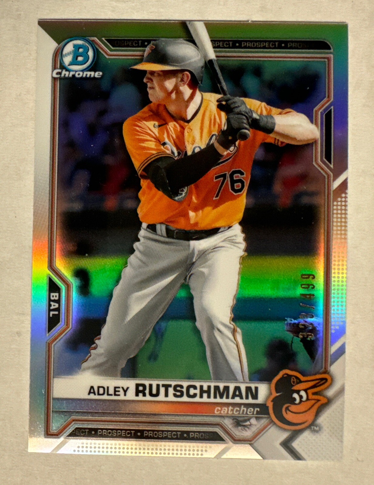 2021 Bowman Chrome Refractor /499 Adley Rutschman Rookie #BCP-241 Orioles