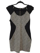 Express Sheath Dress Black Animal Print Womens Size 10 Scoop Neck Short Sleeve