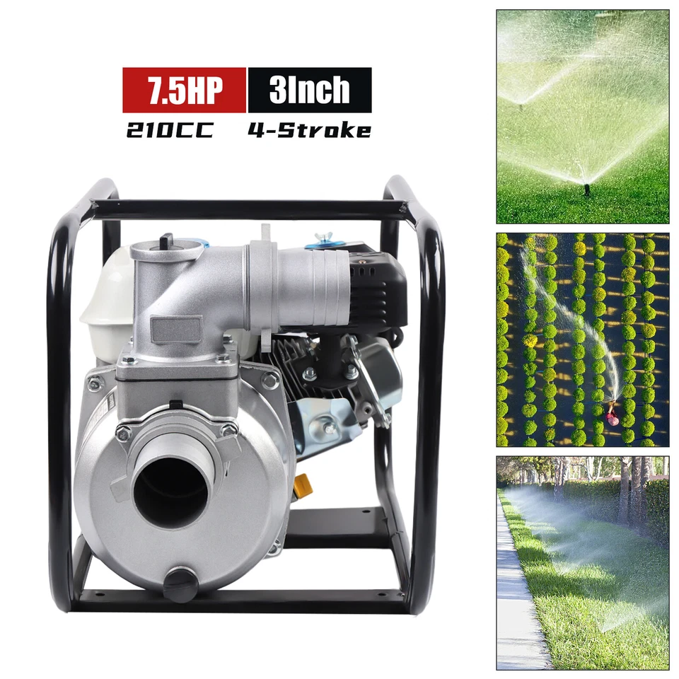 Bomba de riego de jardín de alta presión 3"" 3000 W 7,5 HP para agua de gas semi basura Foto 2 de 4