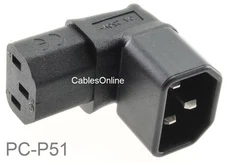 Right-Angle UP IEC 320 C14 Male to IEC 320 C13 Female Power Adapter, PC-P51