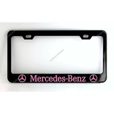 Mercedes Benz License Plate Frame Custom Made of Black Powder Coated Metal -Pink