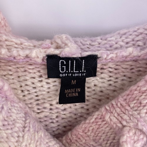 G.I.L.I soft hooded sweater size medium pink white NWT cotton blend pastel - Picture 2 of 8
