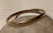 Child's Antique Bangle Bracelet Yellow 12K Gold Filled Etched Design- Signed RGP