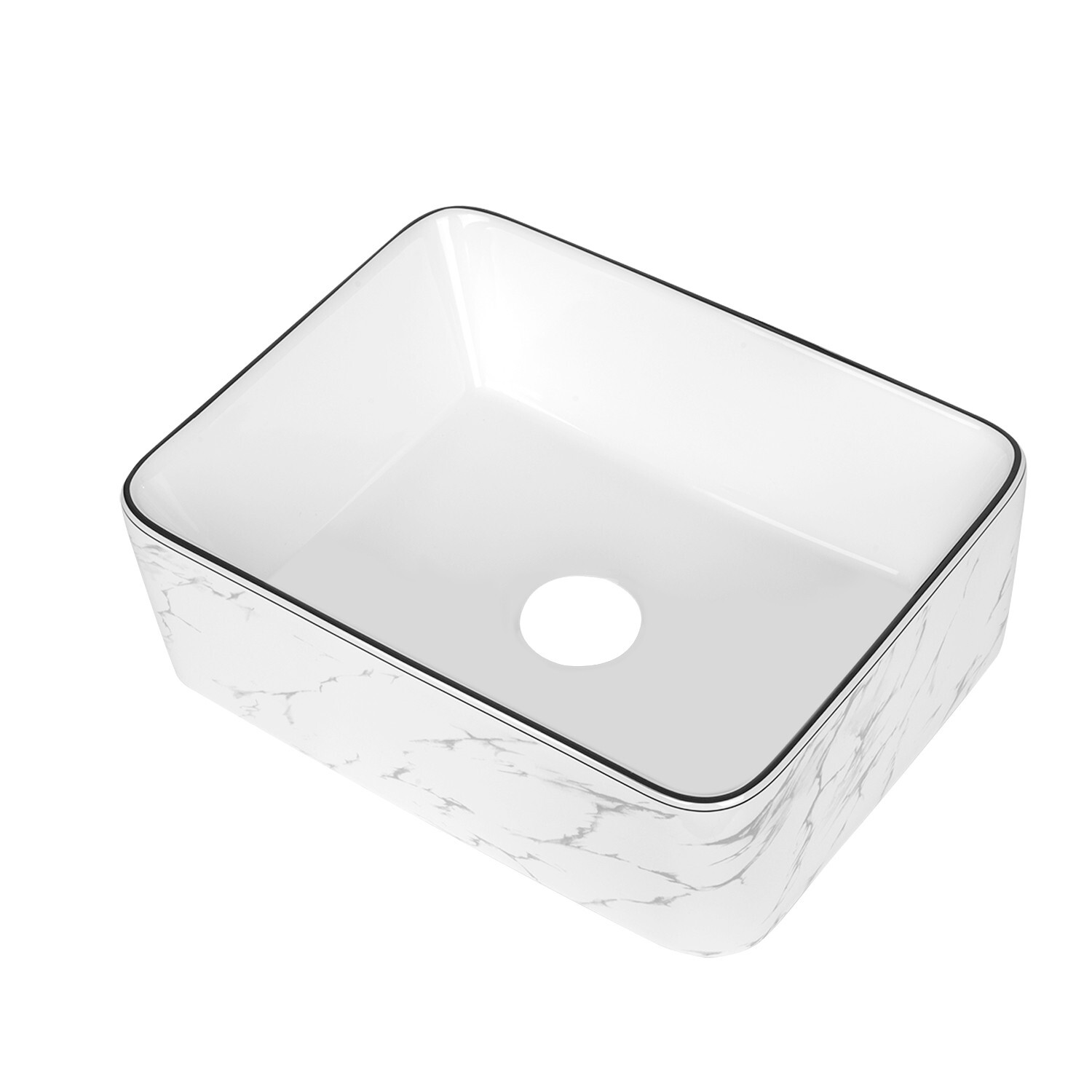 Kgar Ceramic Vessel Sink, Rectangle Bathroom Sink Above Counter, 16'' x