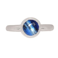 Natural Cabochon Kyanite - Brazil 925 Sterling Silver Ring Jewelry s.6 CR64724
