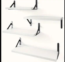 4 Pack Floating Shelves Wall Mounted Wood Shelf Different Sizes for Home Decor