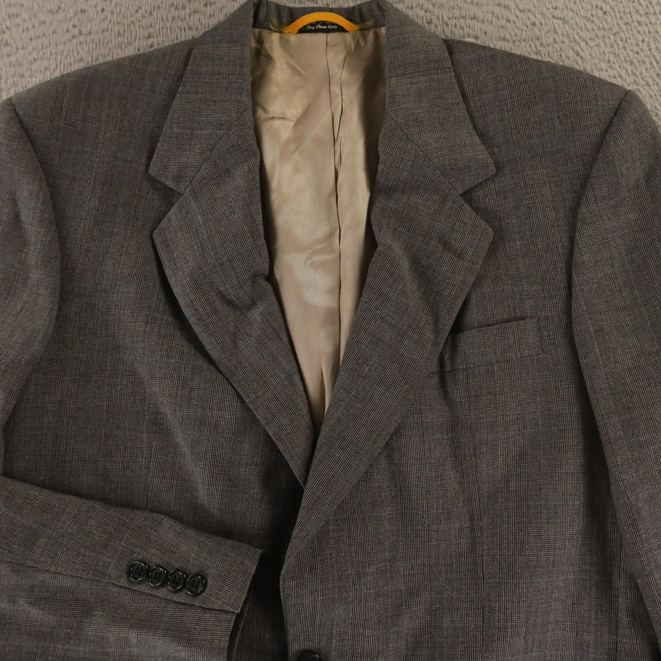 Chaqueta Bill Blass M MT Gris Azul Príncipe de Gales Cuadros 100% Lana Blazer 40L Foto 2 de 4