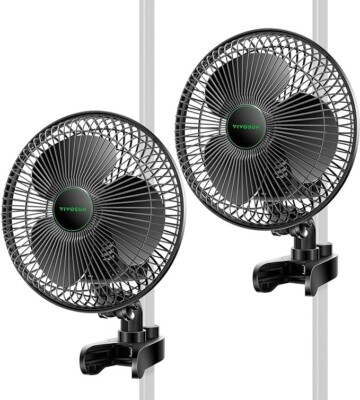 VIVOSUN Upgraded 2x 6 Inch Clip on Oscillating Fan electric with Adjustable Tilt