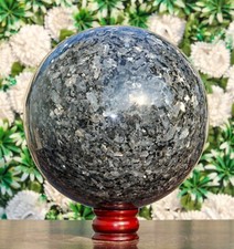 Gro&szlig;e 210 mm Silber Larvikit Stein Kristall Heilung Chakra Metaphysische Kugel