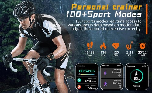 Men Smart Watch for Android Ios Fitness Watches Ip68 Waterproof Military - Zdjęcie 18 z 30