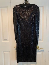 Badgley Mischka Black LBD sz 2 Sequins Runway Seductive Drape Cocktail Dress