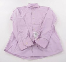 Eton Dress Shirt Size 15 38 Slim Fit Light Red Blue Fine Stripe Cotton NWT