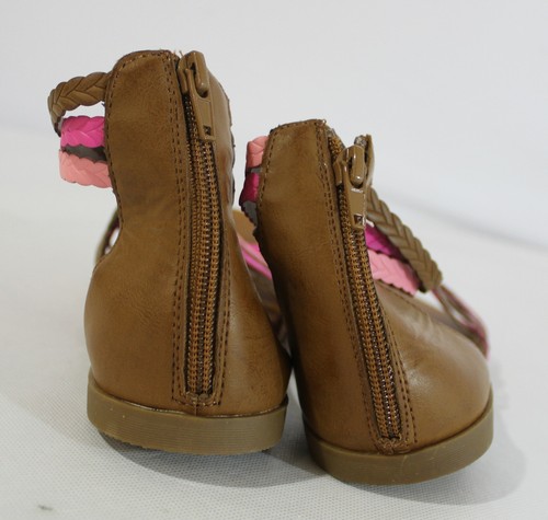 MIA Kids Girl's Feyth Faux Leather Braided Gladiator Sandal DG4 Pink/Tan Size 5M - Picture 10 of 12