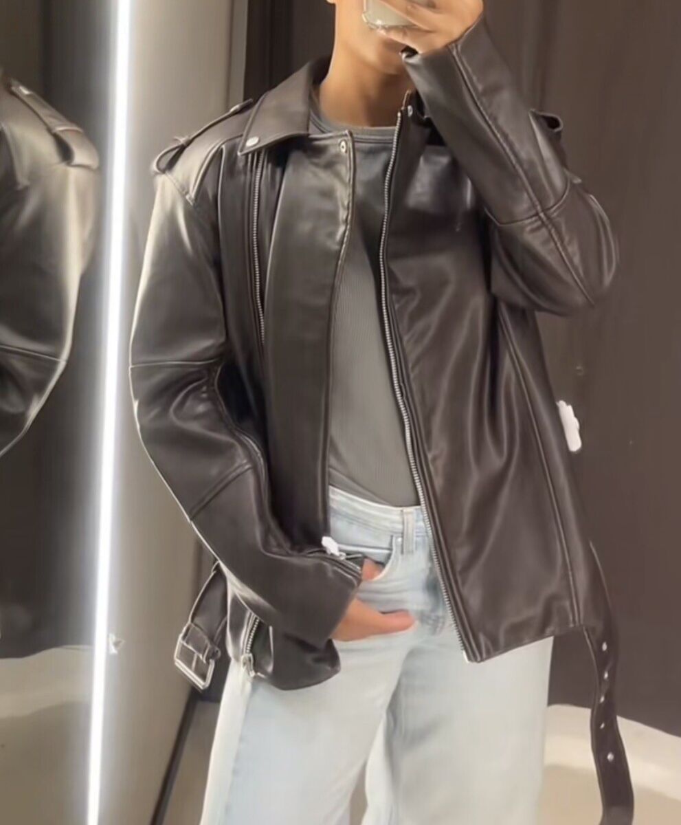 Zara Washed Faux Leather Oversized Biker Jacket | eBay Zara Washed Faux Leather Oversized Biker Jacket | eBay
