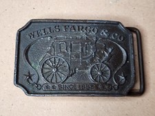 Vintage 1973 Wells Fargo  Co Stage Coach Since 1852 Bank Brass Belt Buckle
