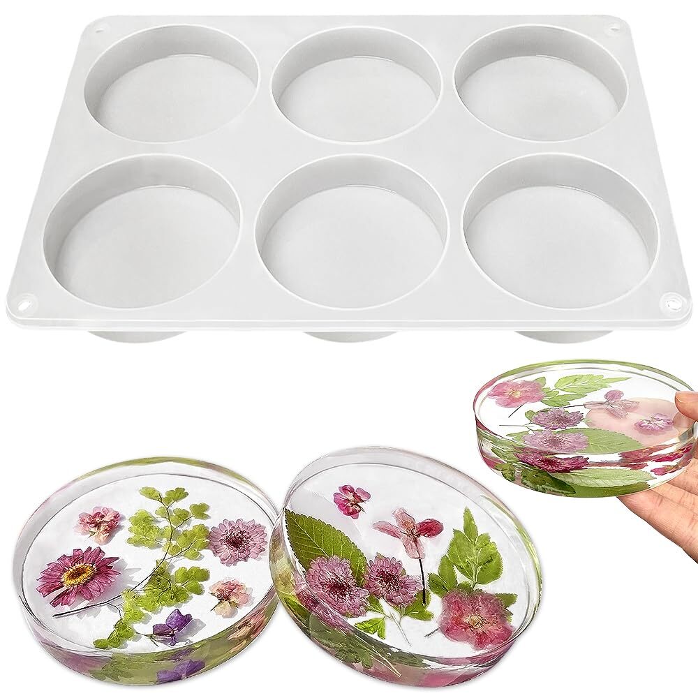 6-Cavity Deep Round Coaster Molds 4 Inches Coaster Silicone Molds 4 Inches Coast