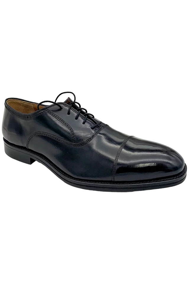 Johnston & Murphy Men's Meade Cap Toe Oxford Black Italian Calfskin