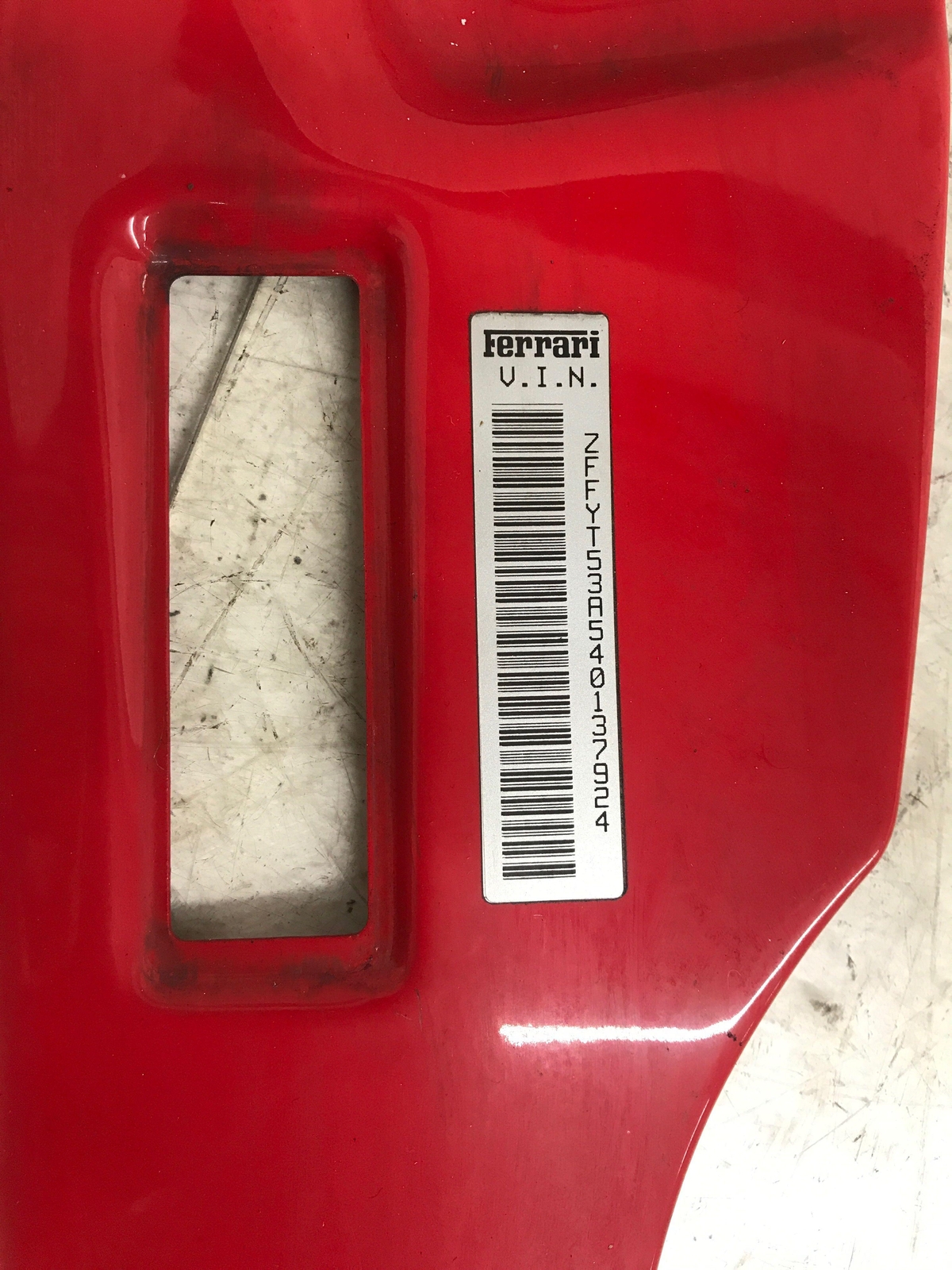 2000-2005 FERRARI 360 MODENA SPIDER LEFT INNER PANEL COVER RED(322) 65536511 OEM