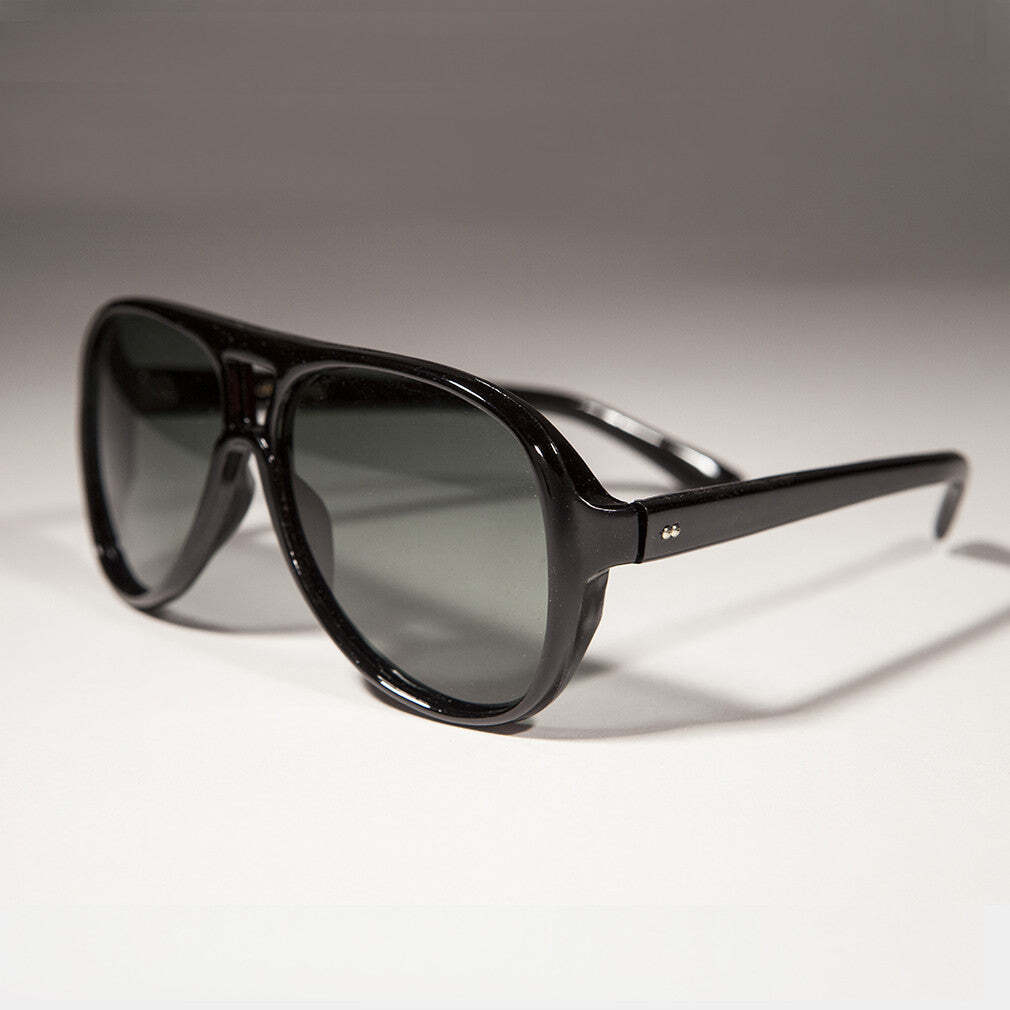 Black Aviator Sunglasses with Glass Lenses - Agent Six-image