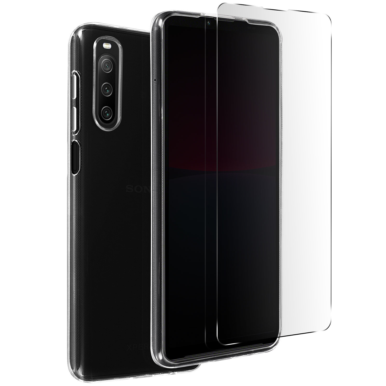 Sony Xperia 10 IV Flexible Silicone Gel Case Screen Protector 9H Transparent