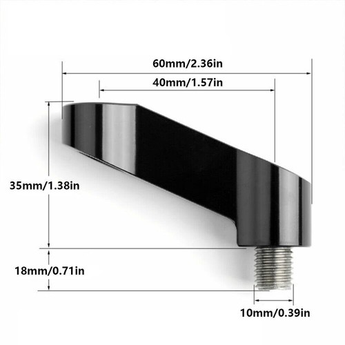 2Pcs Motorcycle Mirror Extender Riser Extension Bracket Blk 10mm M10 for Yamaha - Picture 2 of 7