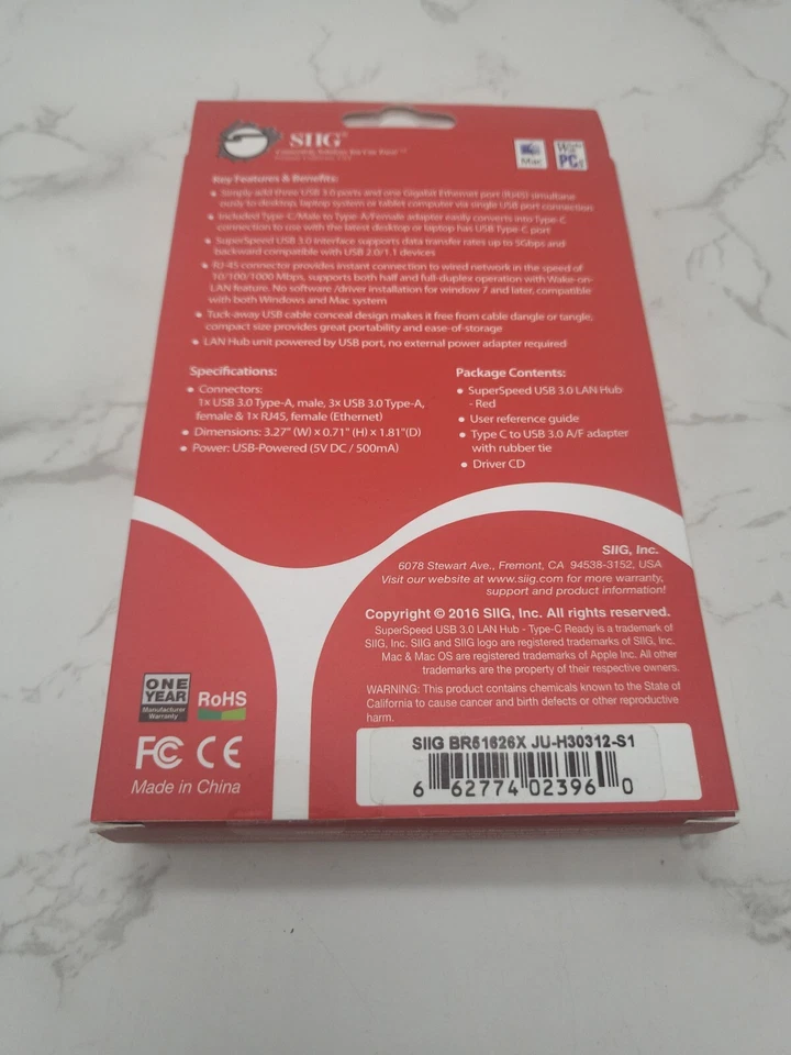 SIIG USB-C to USB 3.0 Hub & Gigabit Ethernet LAN Adapter Hub Thunderbolt 3 - Image 3 of 3